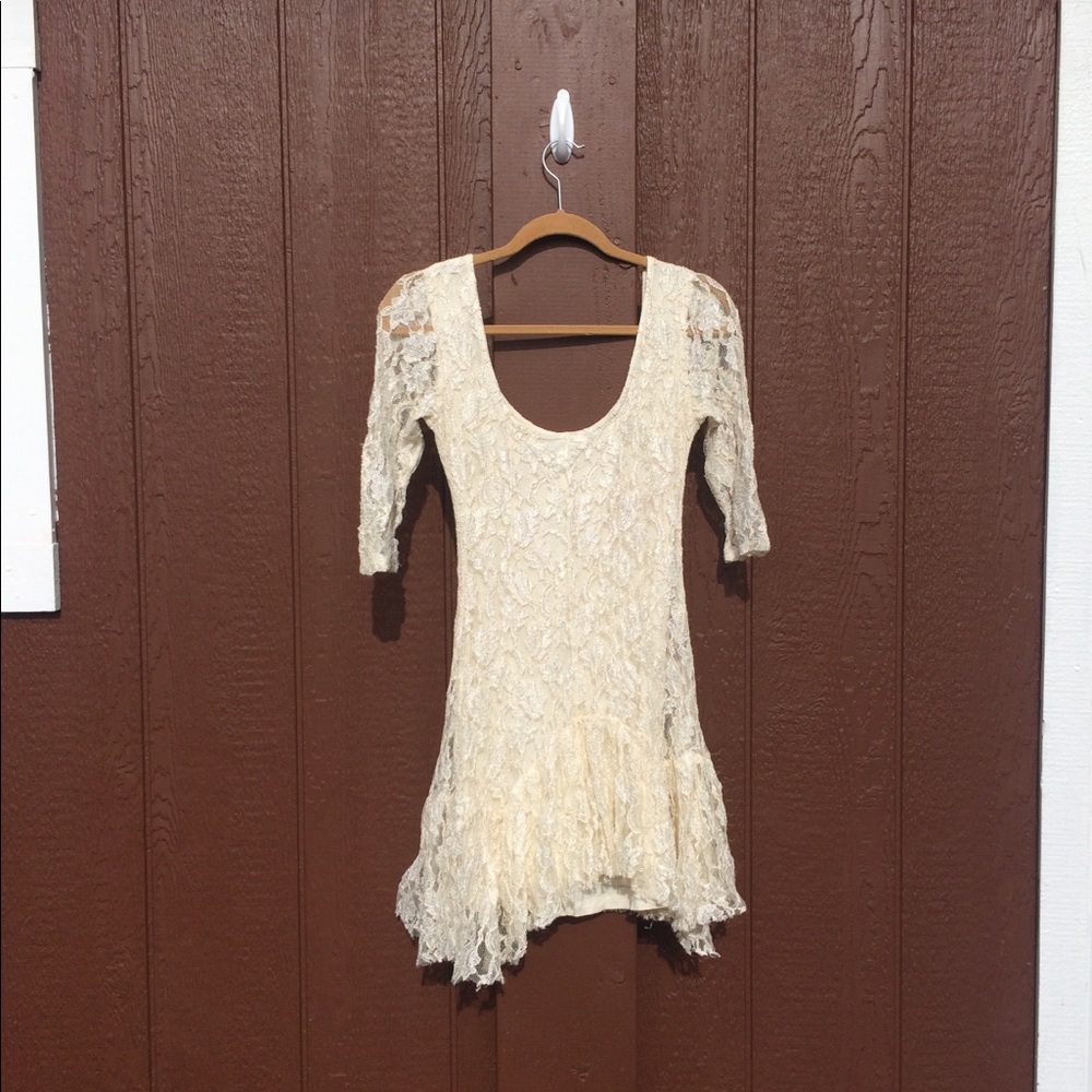Ecote lacy drop waist long sleeved dress